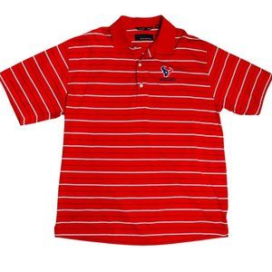 Houston Texans Golf Polo Mens Size Medium Stripes Short Sleeved Embroidered NFL
